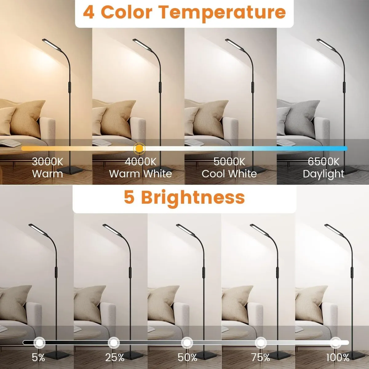LED Floor Lamp Lamps For Living Room with Remote - Image 3