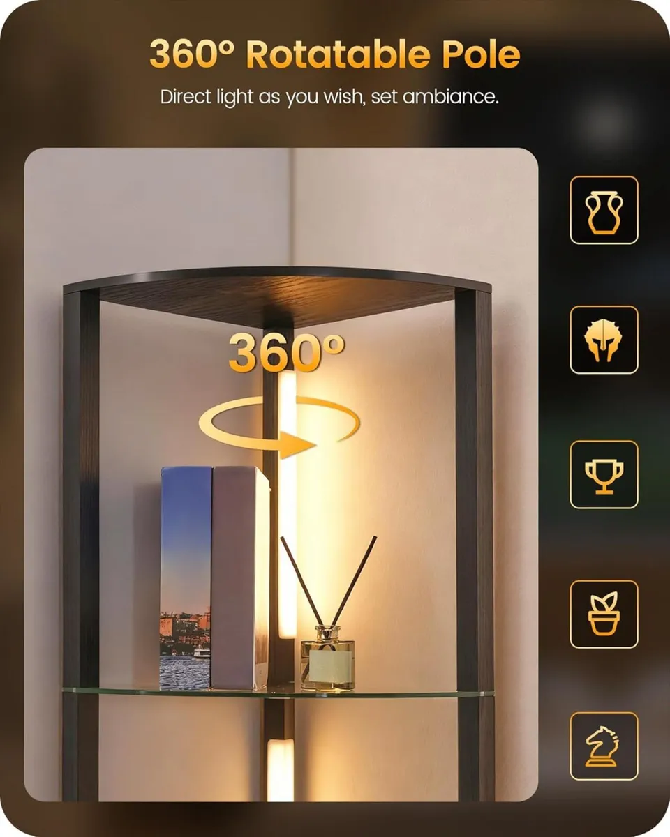 Floor Lamp with Shelves 4 Tier Wooden Standing - Image 4