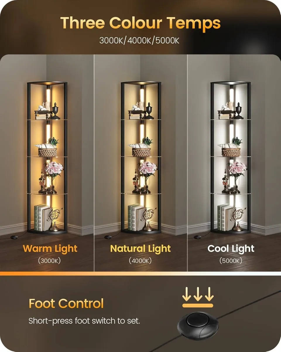 Floor Lamp with Shelves 4 Tier Wooden Standing - Image 2