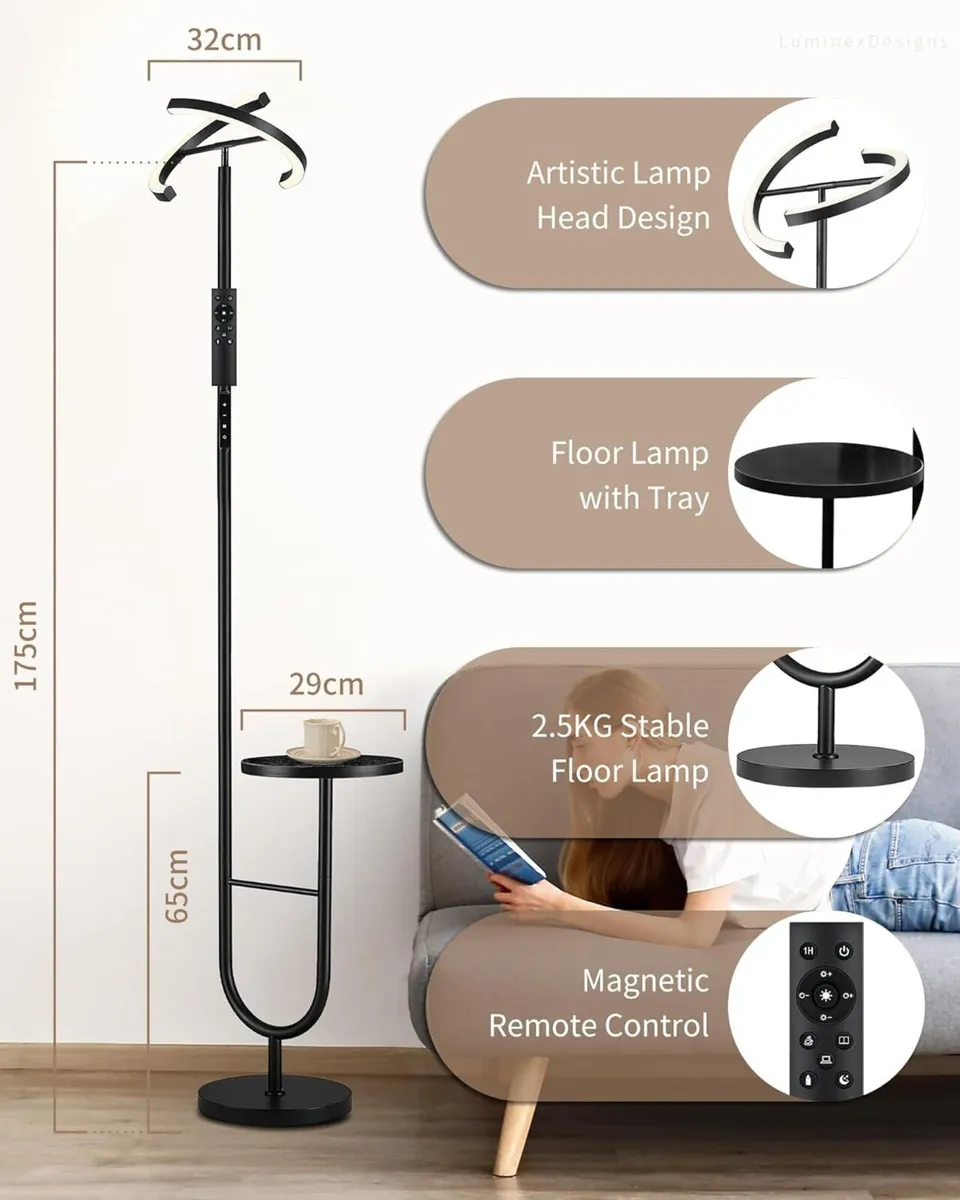 Floor Lamp with Shelf for Living Room 36W LED - Image 2