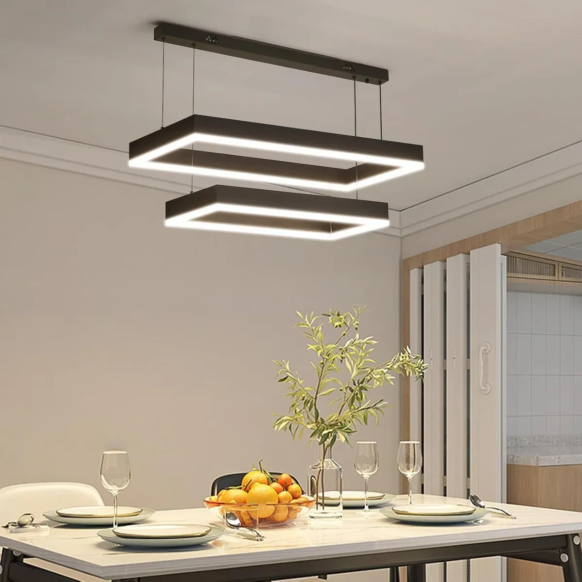 Modern Pendant Light Fixture LED Black Chandelier - Image 1