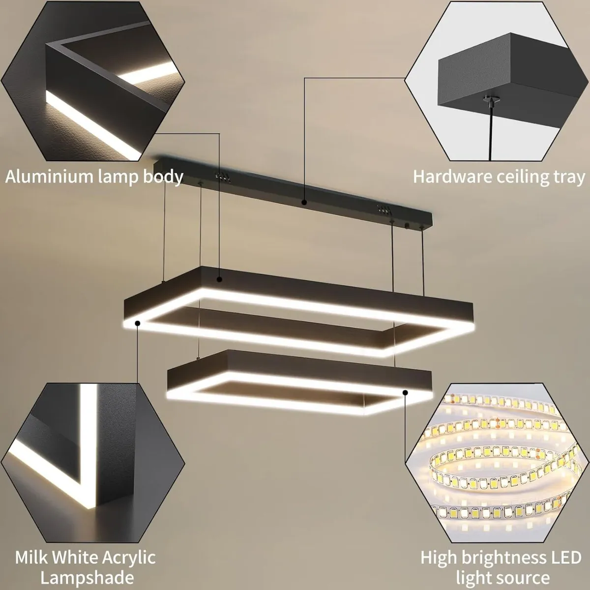 Modern Pendant Light Fixture LED Black Chandelier - Image 4
