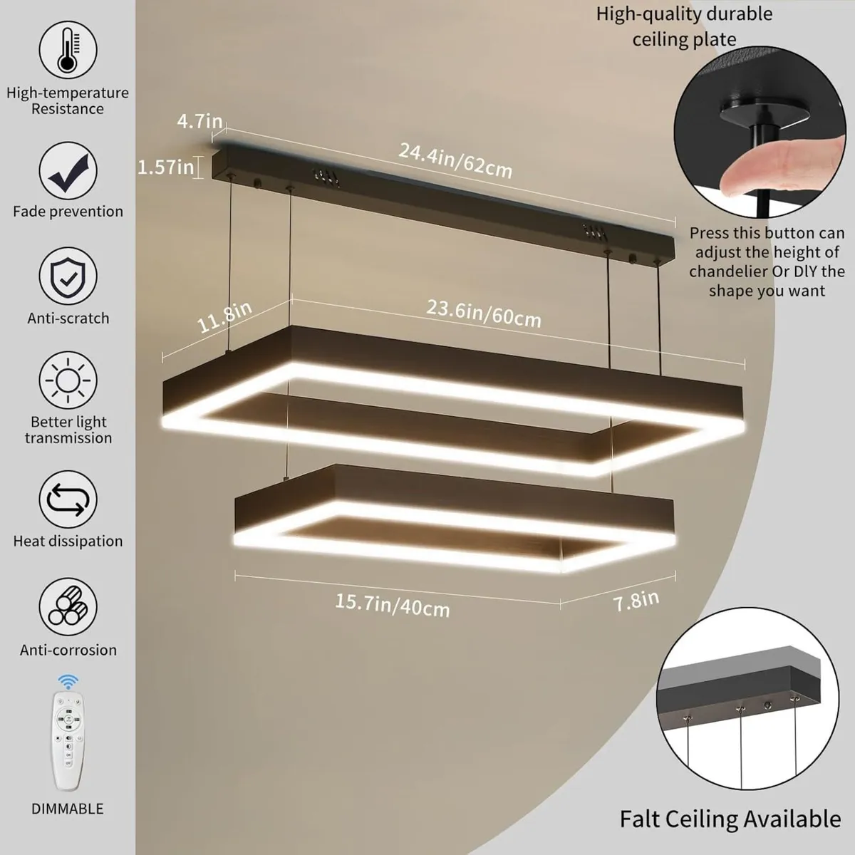 Modern Pendant Light Fixture LED Black Chandelier - Image 3