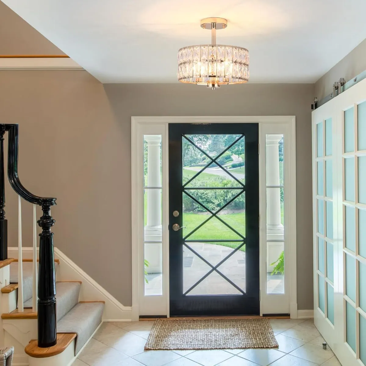 Gold Brass Ceiling Light 3-Light Crystal Lights - Image 2