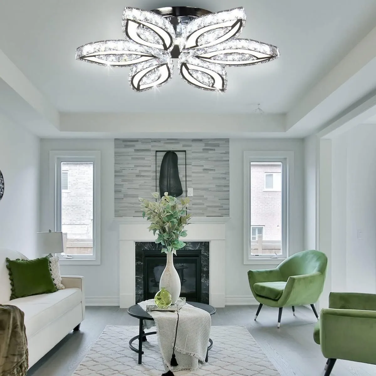 20-inch Modern Crystal Chandelier Flower-Shaped - Image 2