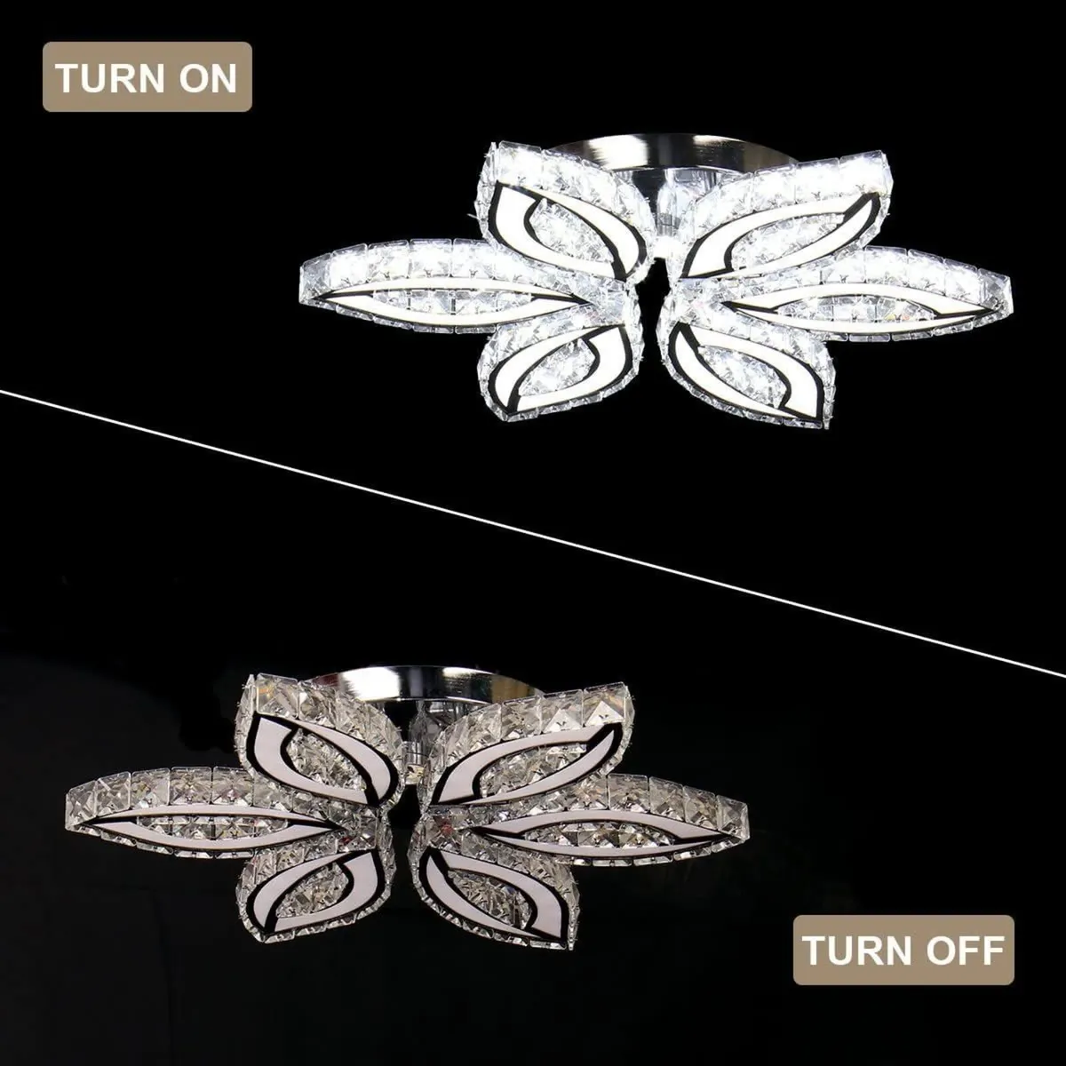 20-inch Modern Crystal Chandelier Flower-Shaped - Image 4