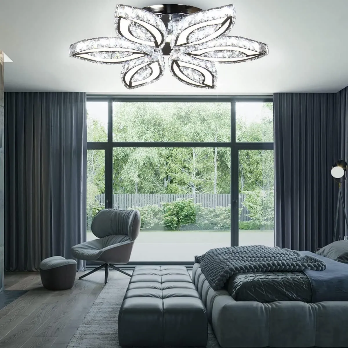 20-inch Modern Crystal Chandelier Flower-Shaped - Image 3