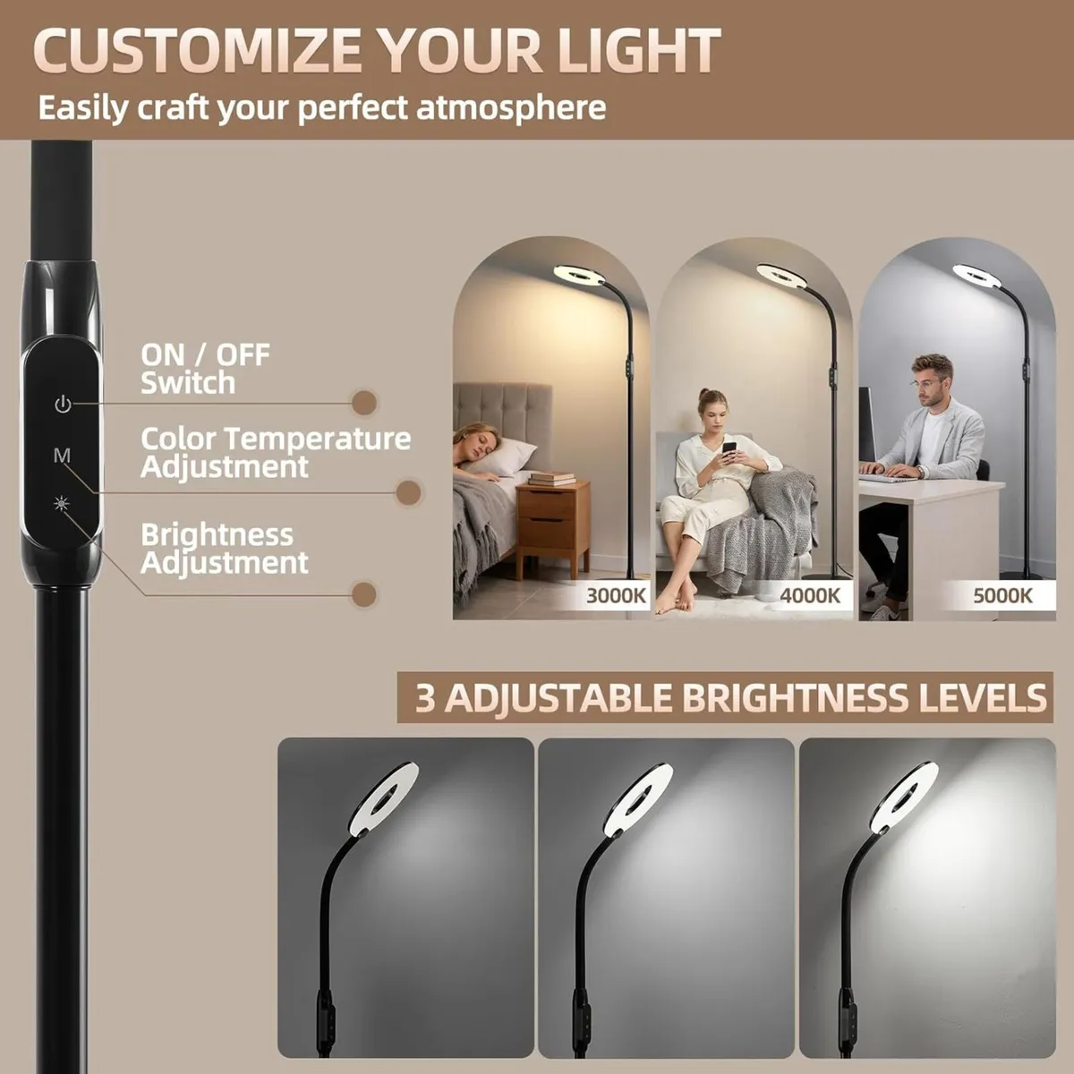 LED Floor Lamp 70'' Bright Reading Lamps for - Image 2