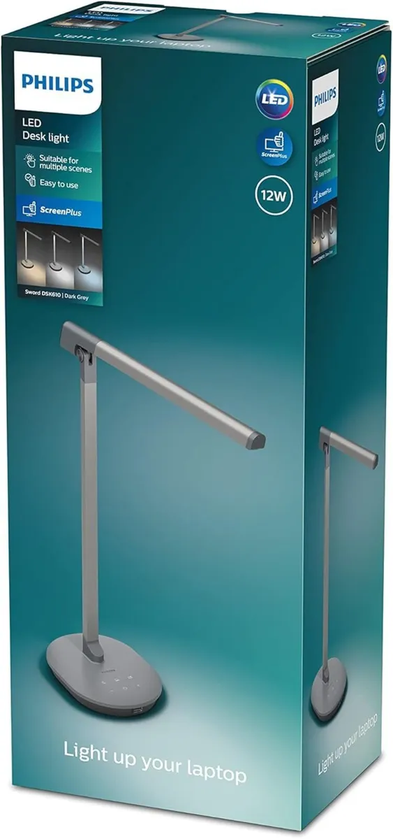 LED Sword Desk Lamp Cool White Light 4000K - Grey - Image 1