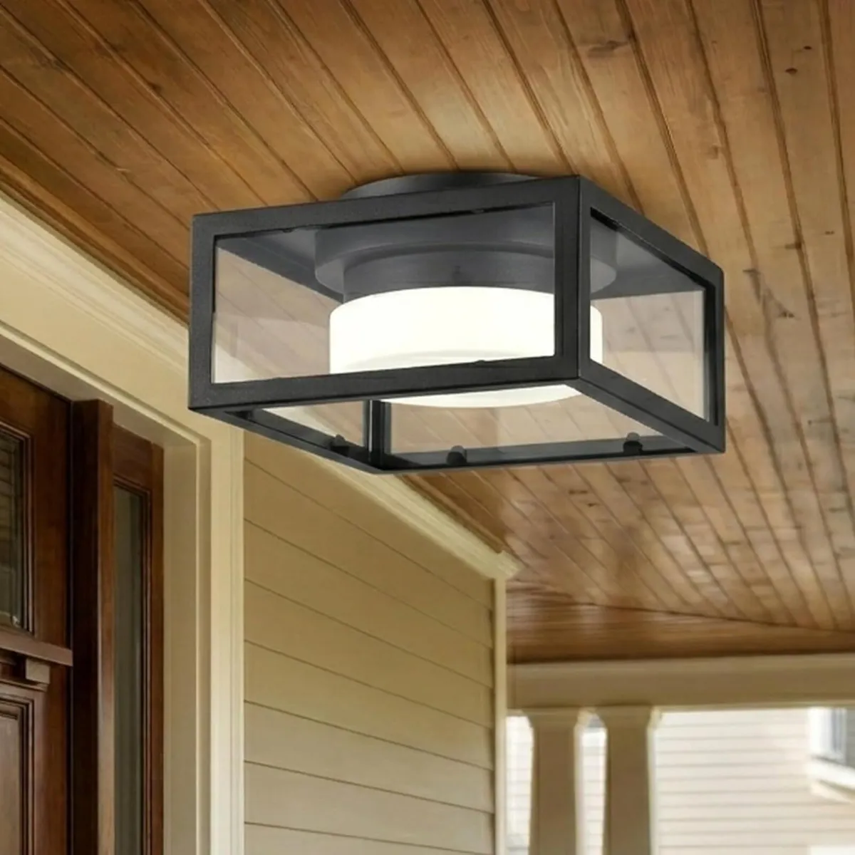 Square Outdoor Ceiling Light 28cm IP44 Waterproof - Image 1