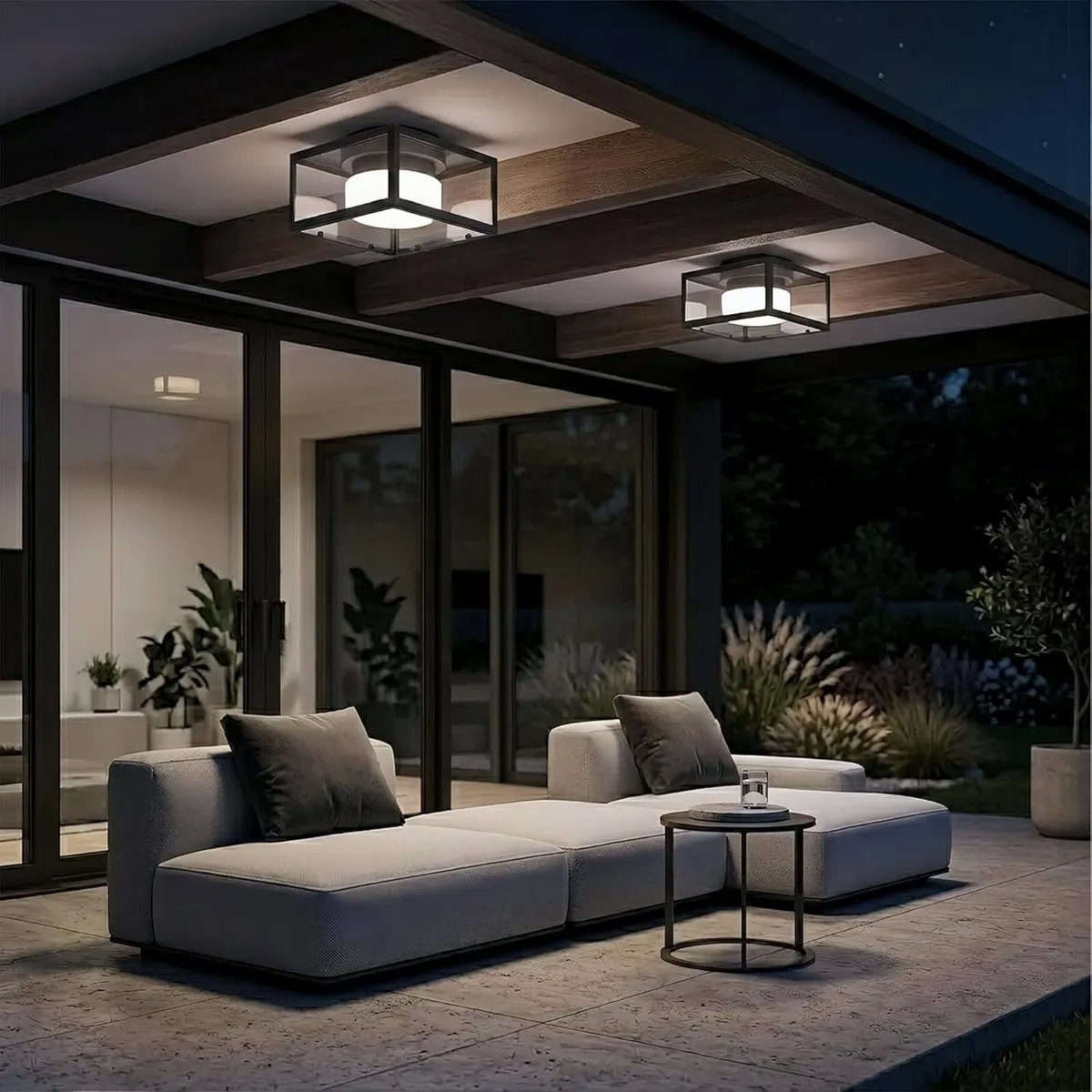 Square Outdoor Ceiling Light 28cm IP44 Waterproof - Image 2