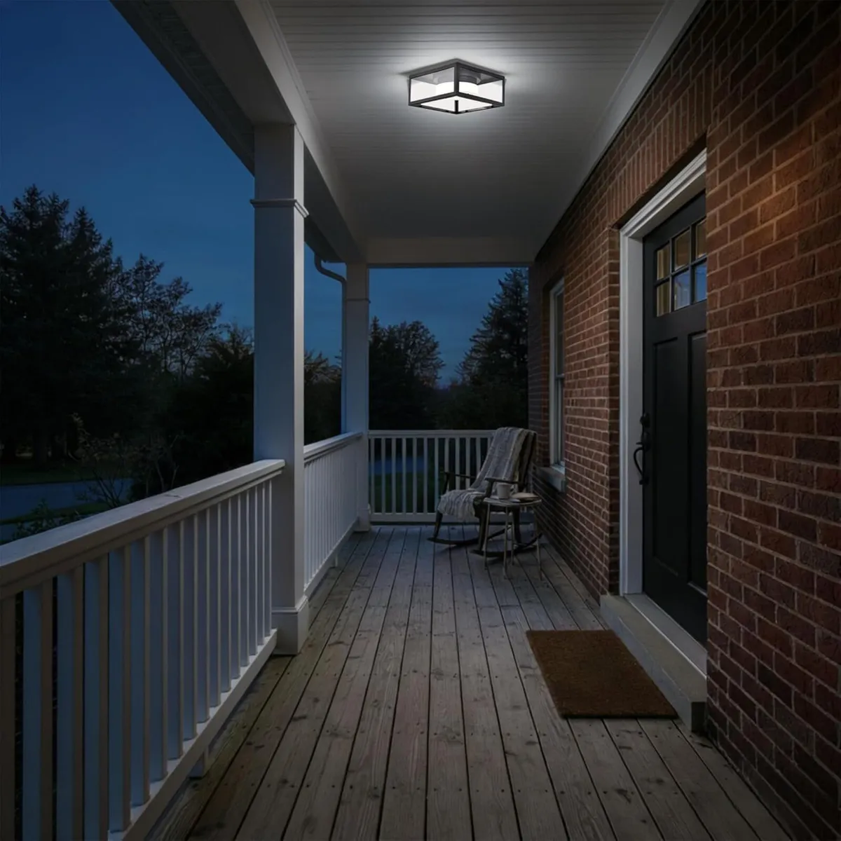 Square Outdoor Ceiling Light 28cm IP44 Waterproof - Image 3