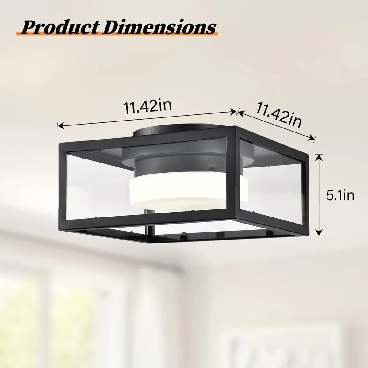 Square Outdoor Ceiling Light 28cm IP44 Waterproof - Image 4