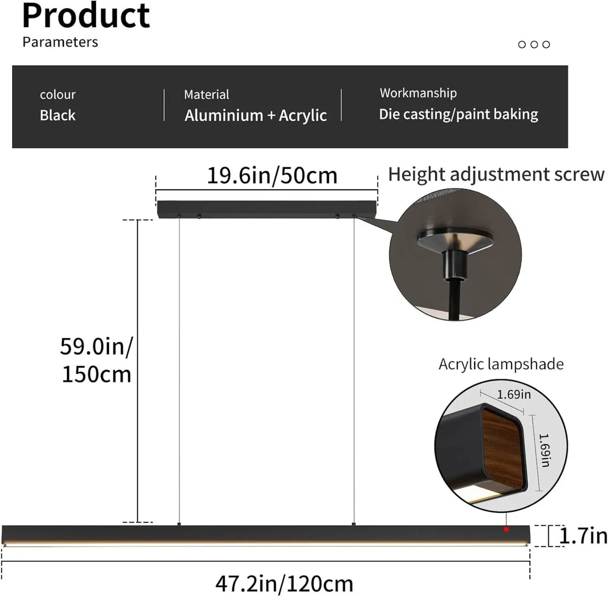 120CM Modern Kitchen Pendant Light Linear LED - Image 2