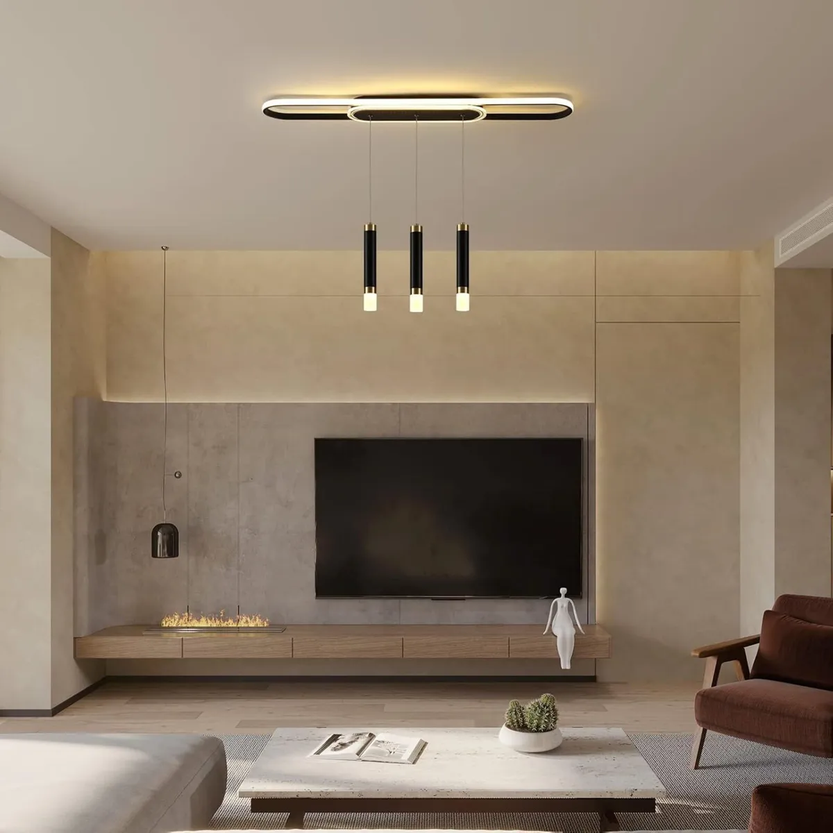 LED Pendant Light with 3 Dimmable Lights Remote - Image 2