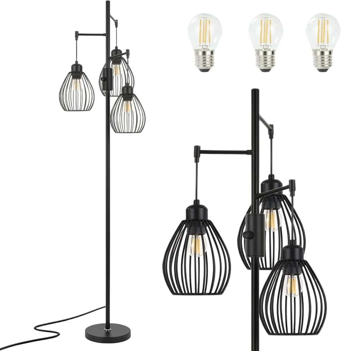 Industrial Floor Lamp Dimmable 3-Lights Standing - Image 1