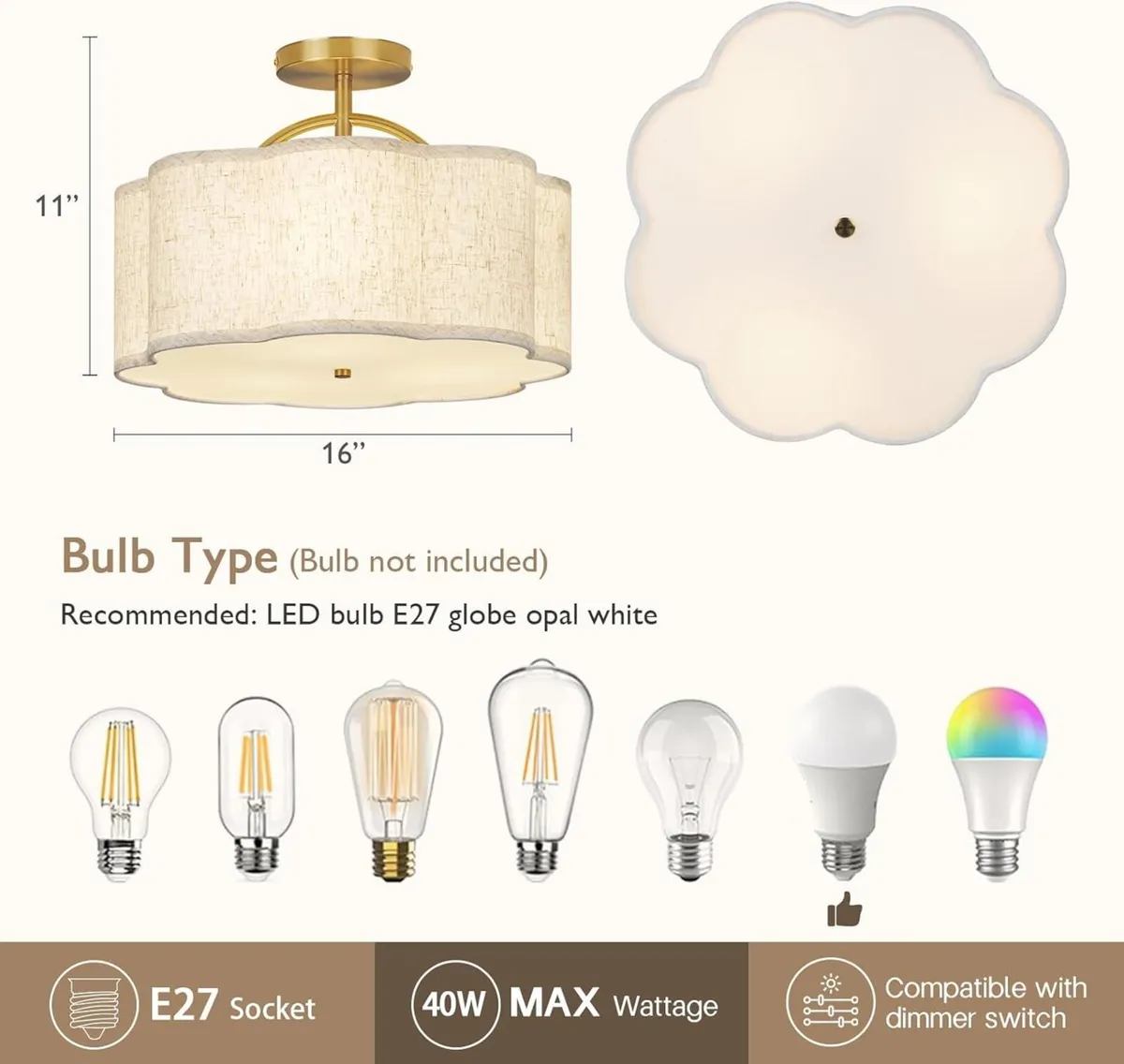 Semi Flush Mount Ceiling Light Ø40cm Modern - Image 2