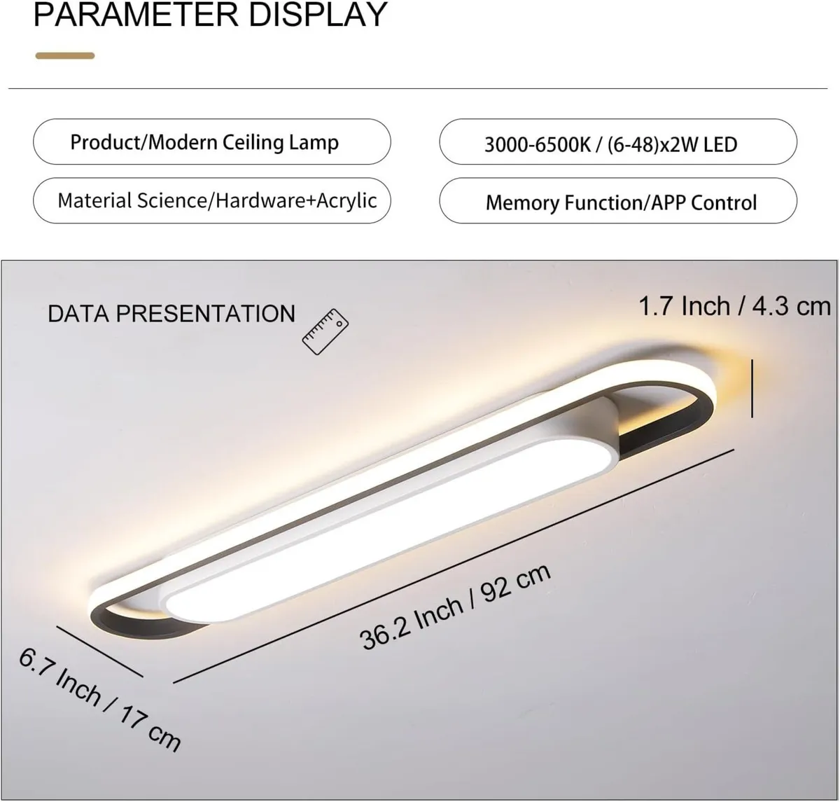 Dimmable LED Ceiling Light Modern Linear Lamp - Image 3