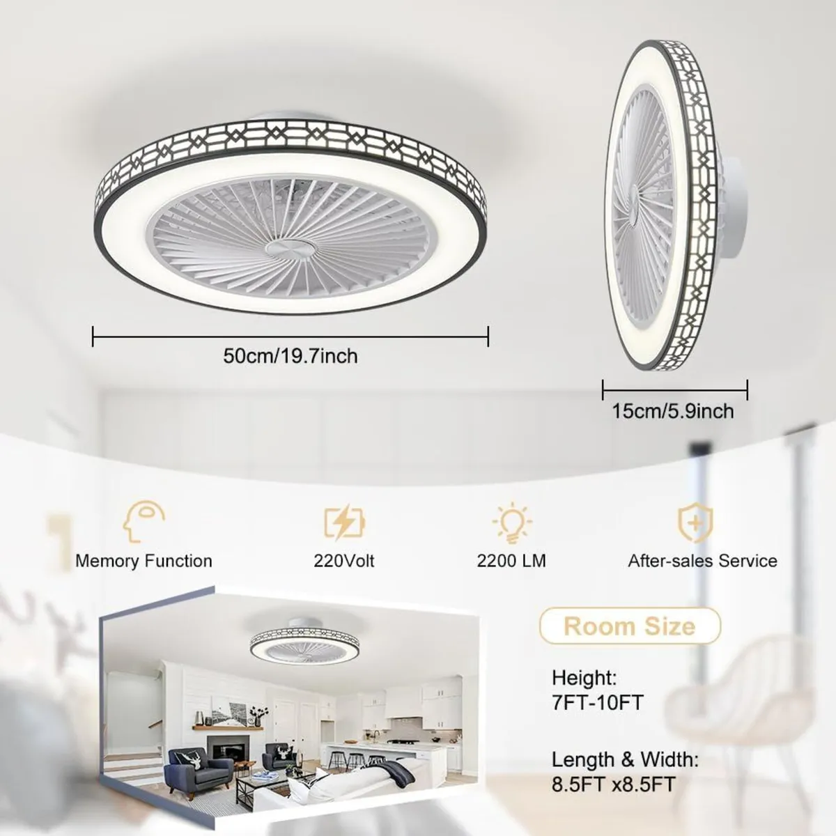 Low Profile Ceiling Fans with Lights and Remote - Image 3