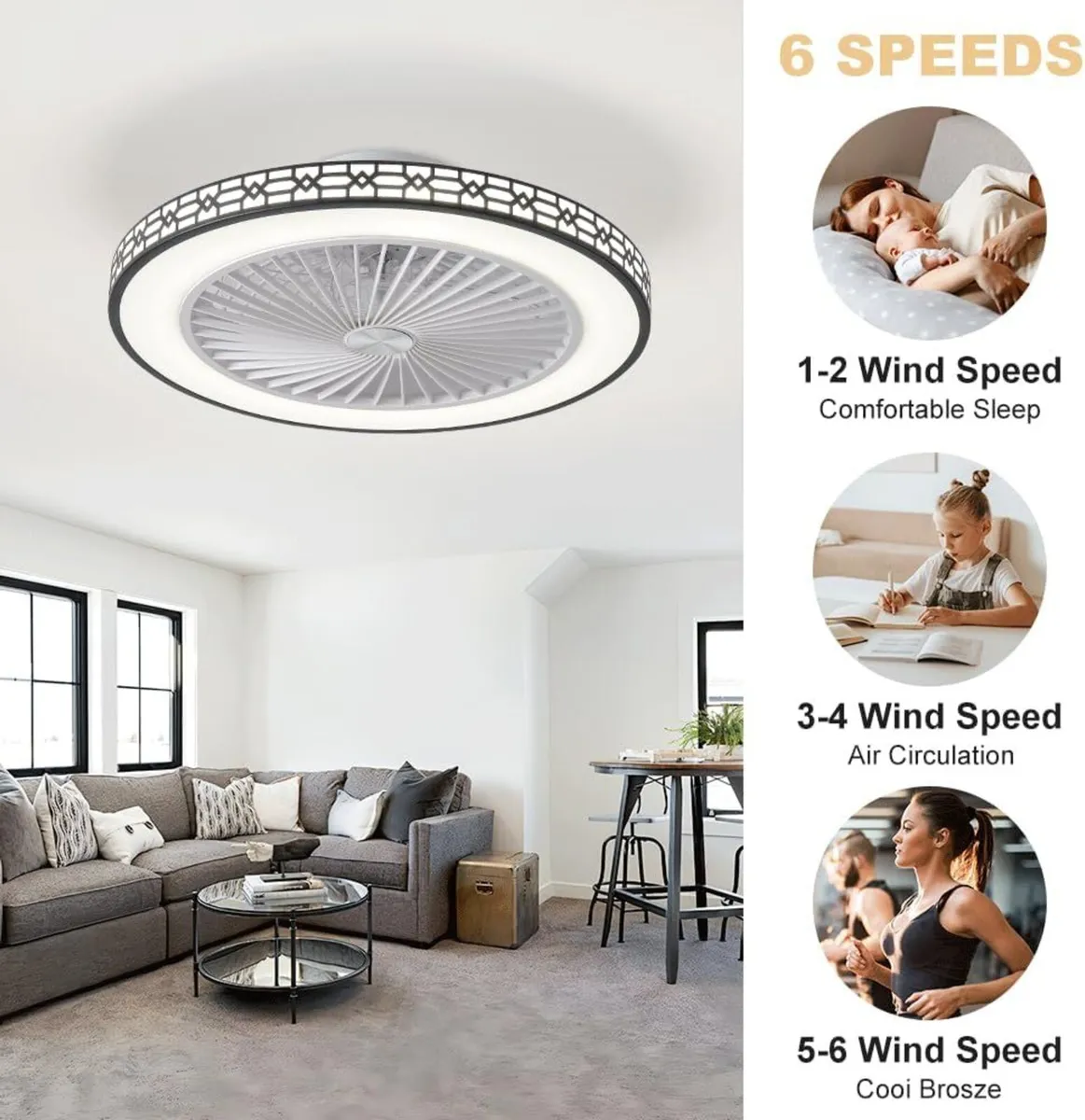 Low Profile Ceiling Fans with Lights and Remote - Image 4