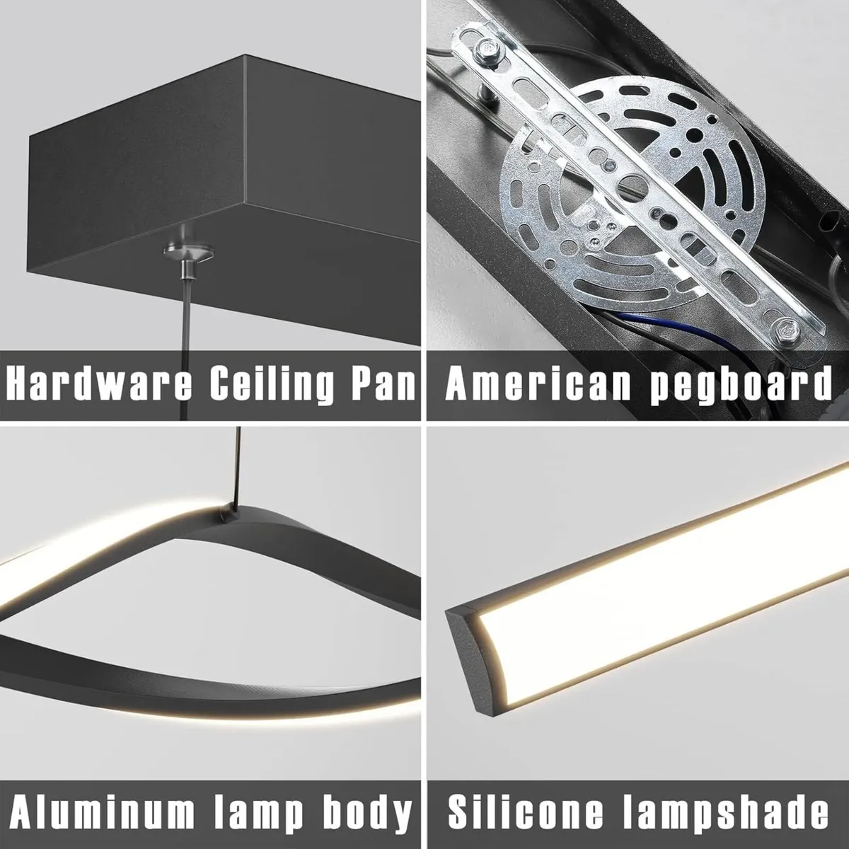 100CM Wave Pendant Light Black Modern Chandelier - Image 3