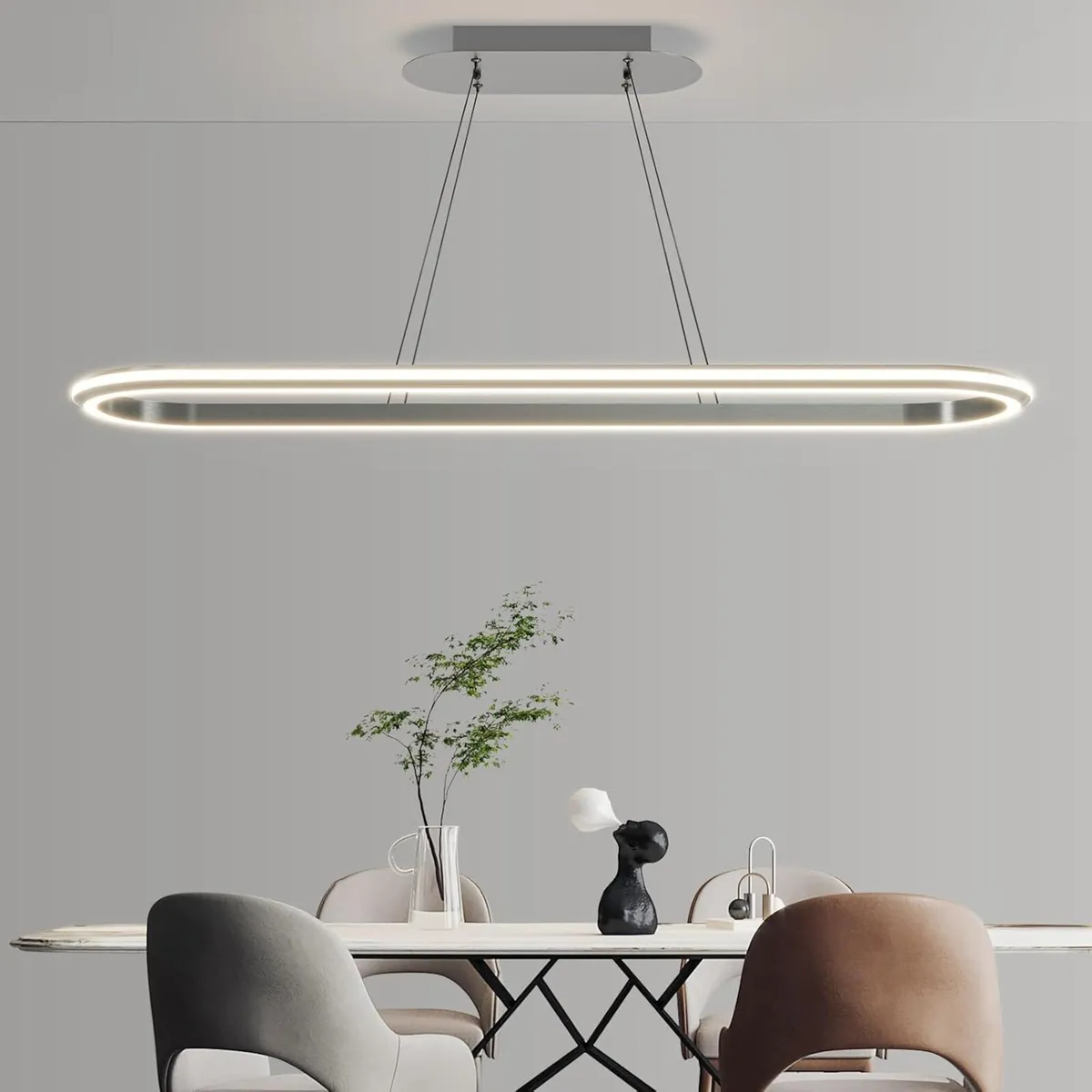 Modern LED Oval Pendant Light 110cm Kitchen - Image 1