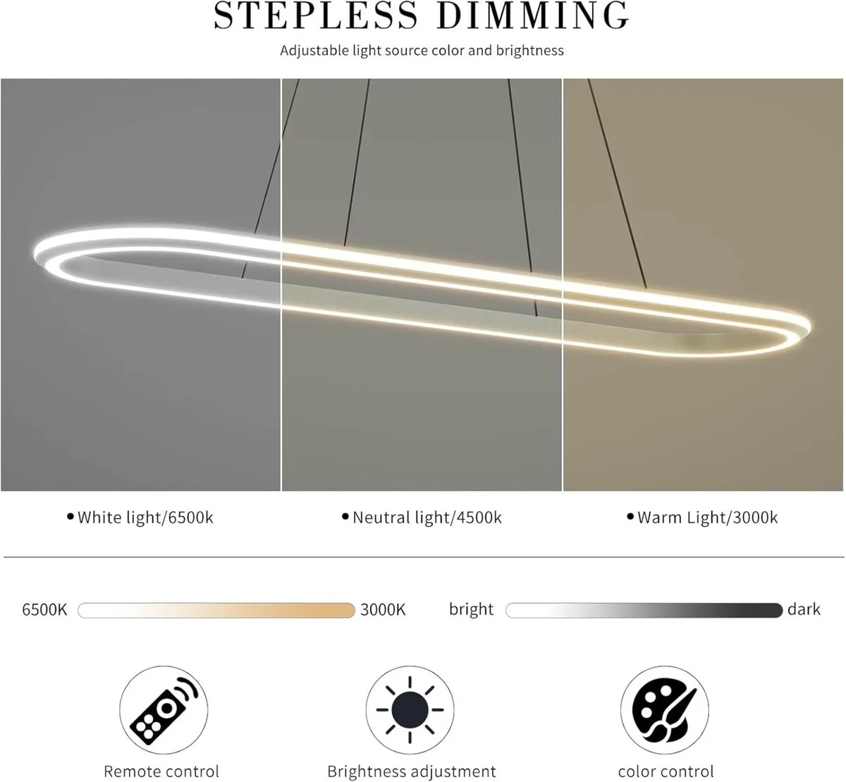 Modern LED Oval Pendant Light 110cm Kitchen - Image 3