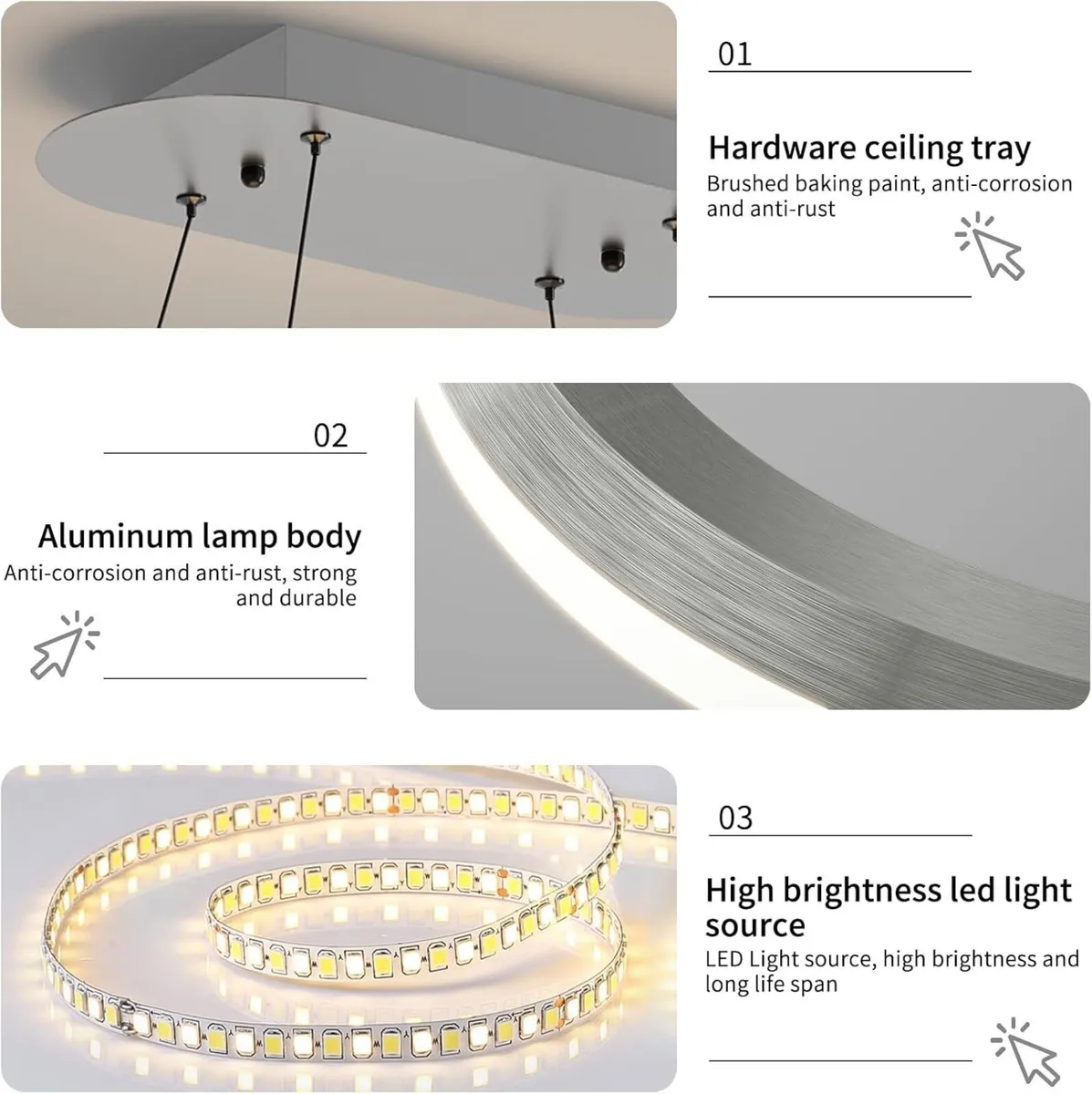 Modern LED Oval Pendant Light 110cm Kitchen - Image 4