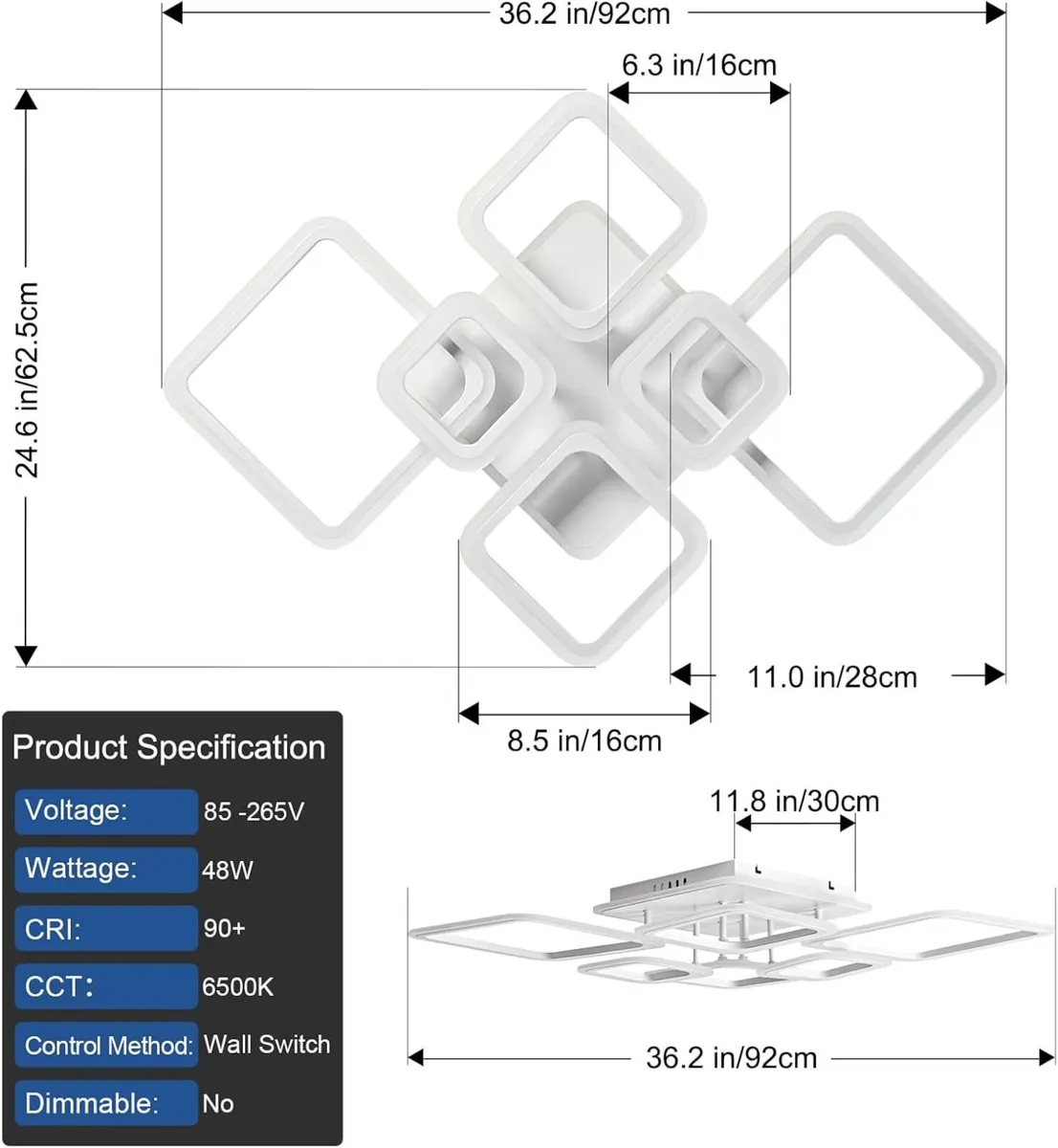 Modern LED Ceiling Lights Flush Mount 48W - Image 2