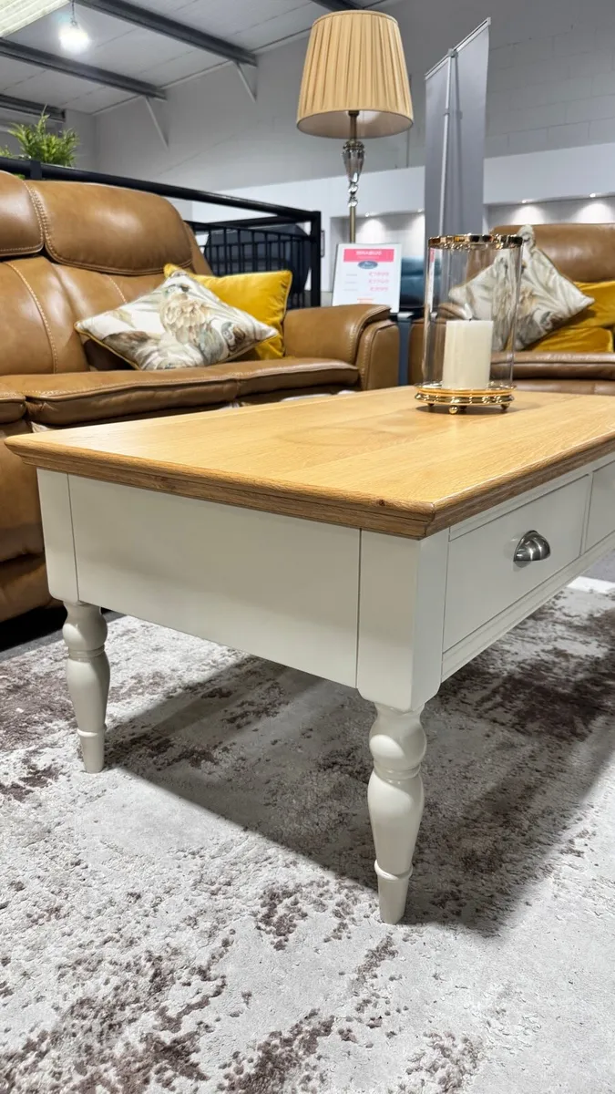 Cream + Oak Coffee Table Brand New in Box - Image 3