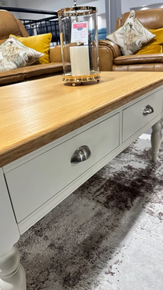Cream + Oak Coffee Table Brand New in Box - Image 2