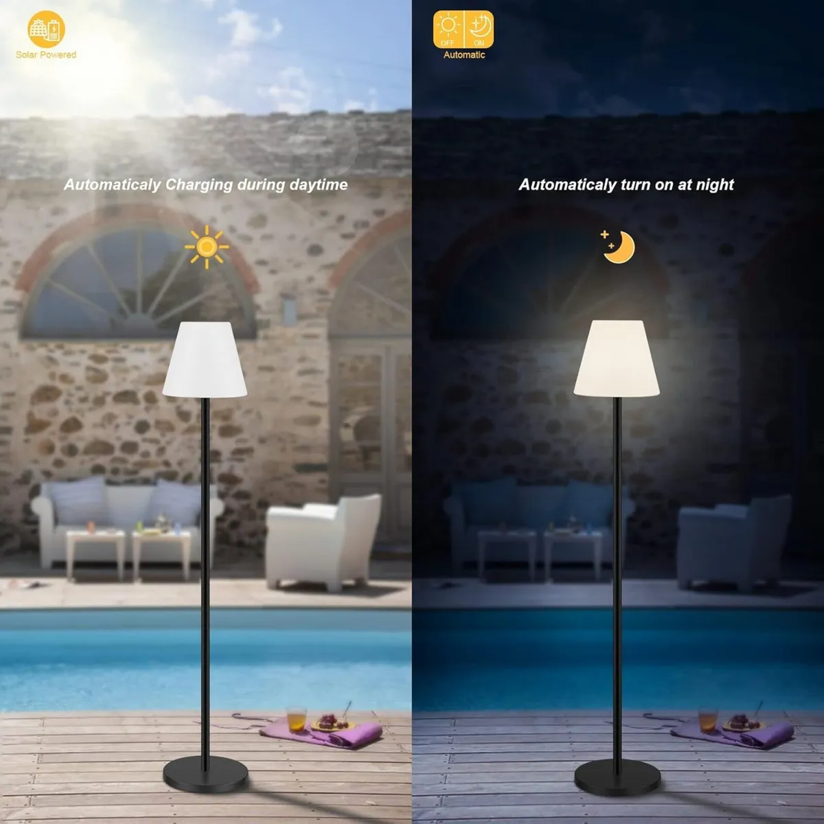 Solar Floor Lamp Outdoor Lamps for Patio Waterproo - Image 3
