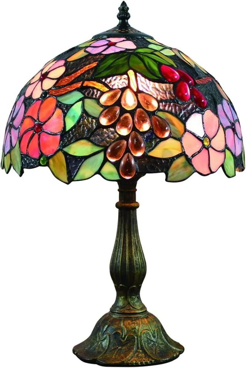 12 Inch Vintage Pastoral Gorgeous Flowers Stained - Image 2