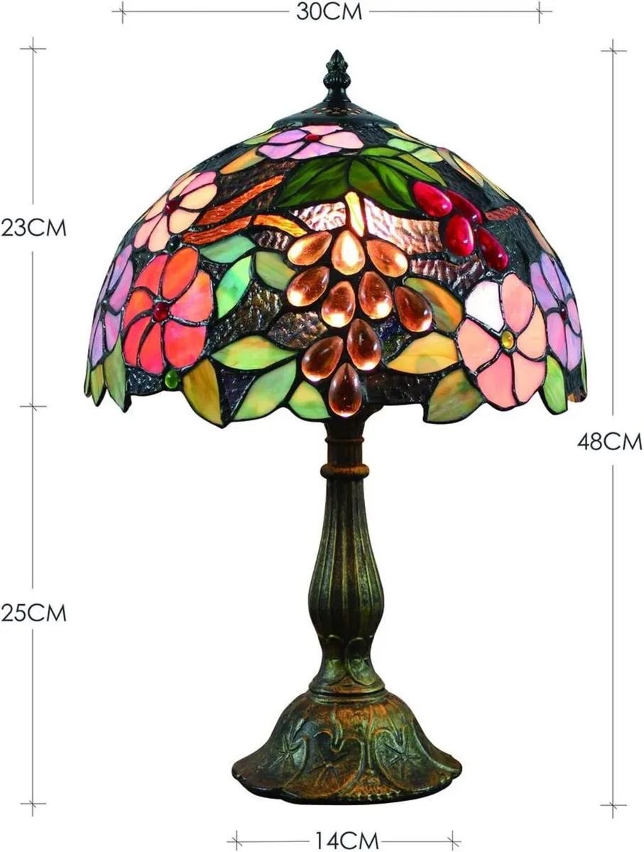 12 Inch Vintage Pastoral Gorgeous Flowers Stained - Image 3