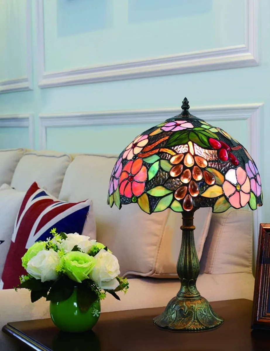 12 Inch Vintage Pastoral Gorgeous Flowers Stained - Image 4