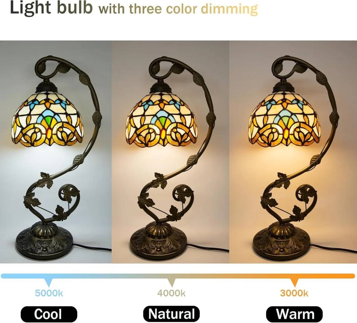 Small Tiffany Lamp 8 Inch Style Lights Table - Image 2