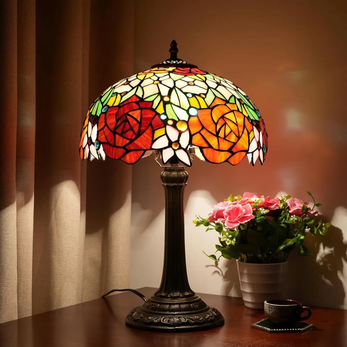 Tiffany Lamp Stained Glass Bedside Table Lamps - Image 2