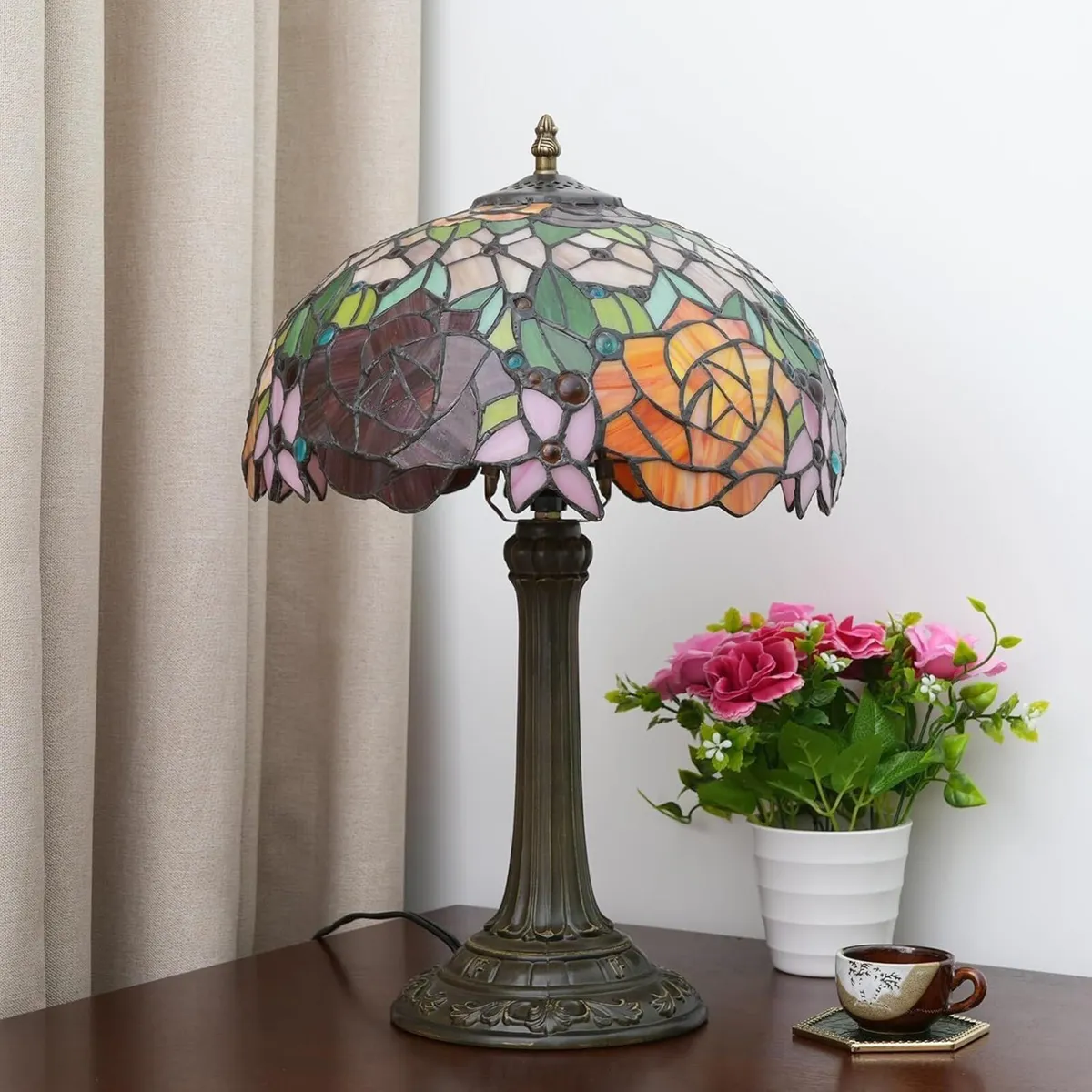 Tiffany Lamp Stained Glass Bedside Table Lamps - Image 3