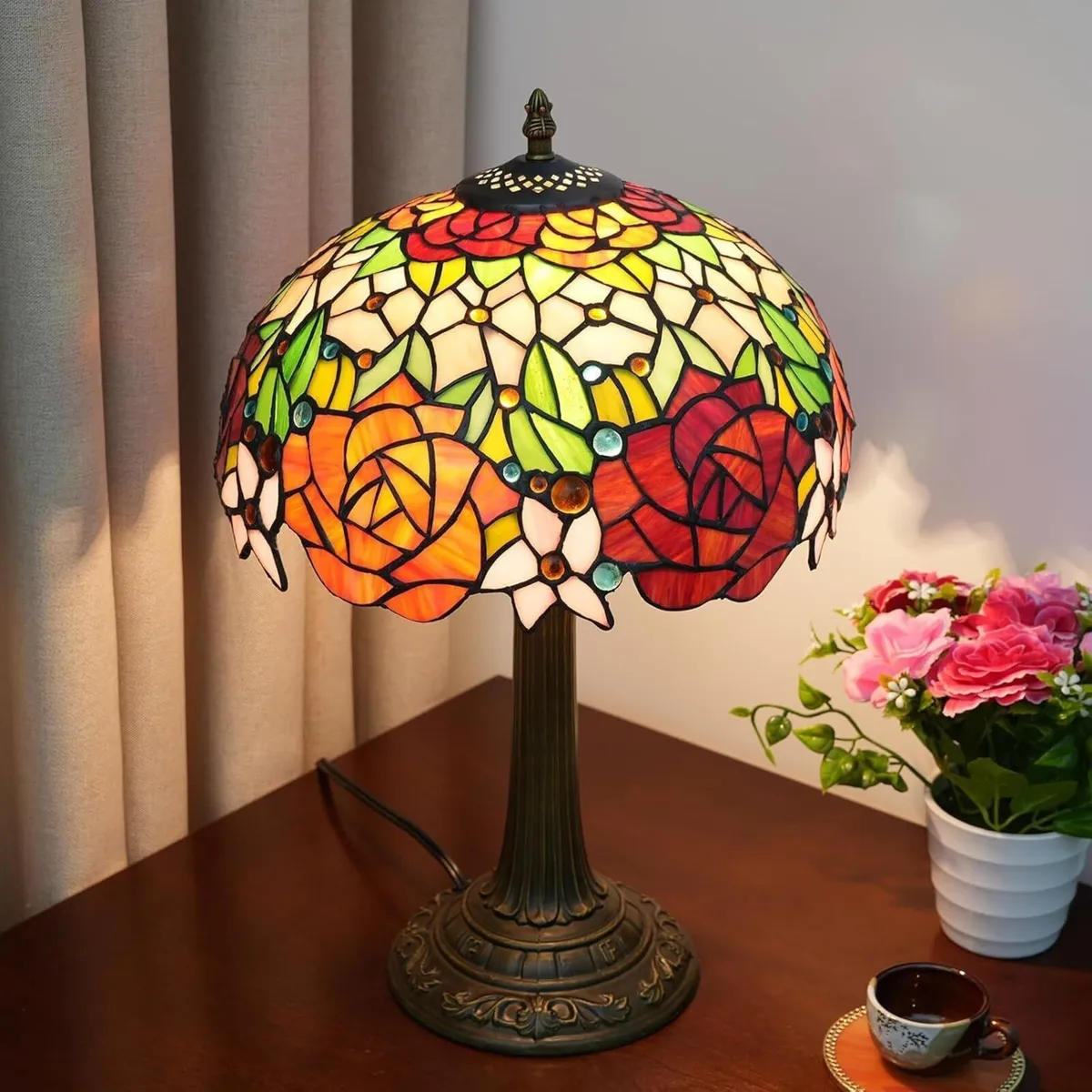 Tiffany Lamp Stained Glass Bedside Table Lamps - Image 4