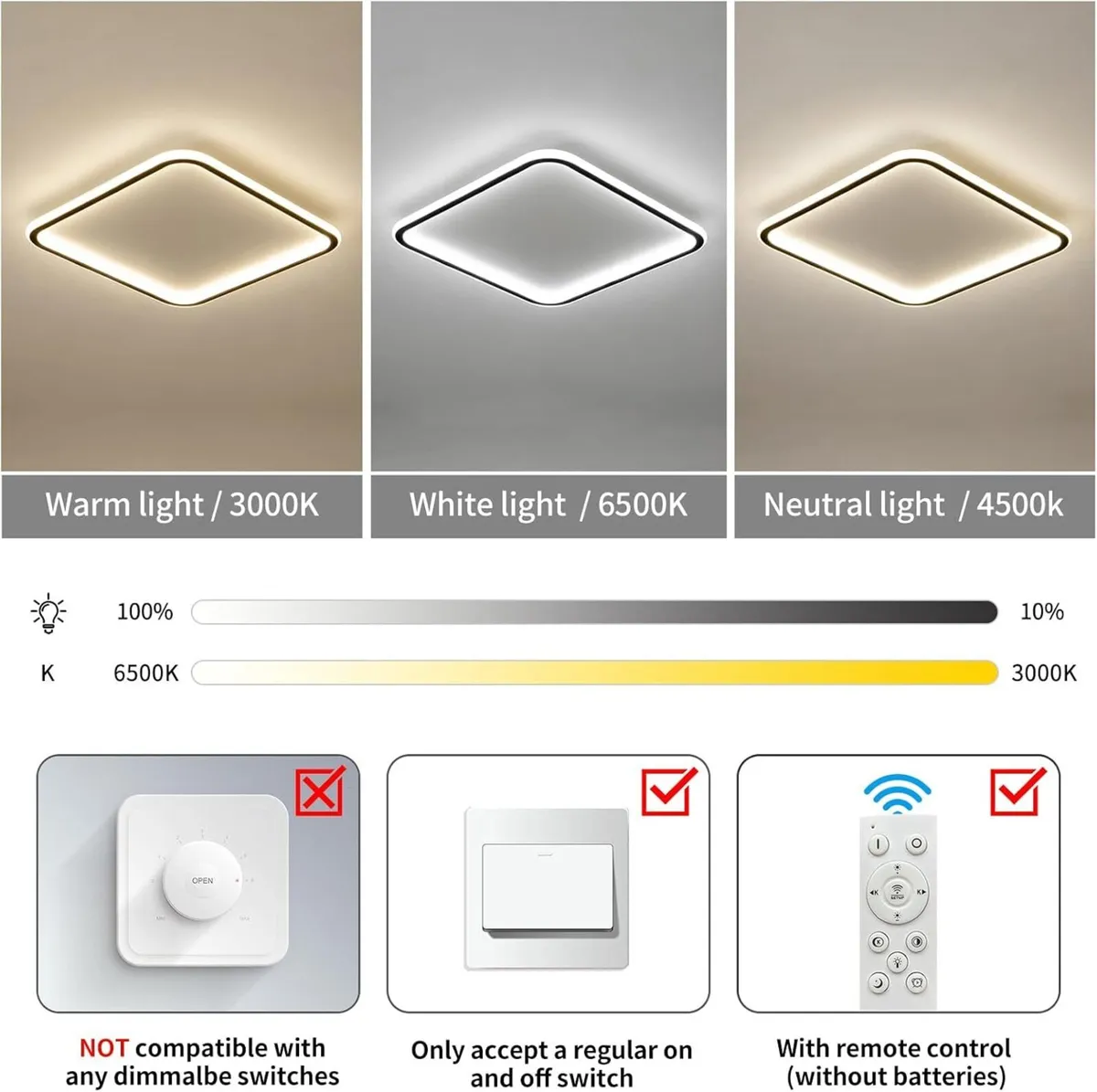 60cm Ceiling Light Square Flush Mount Lights - Image 2