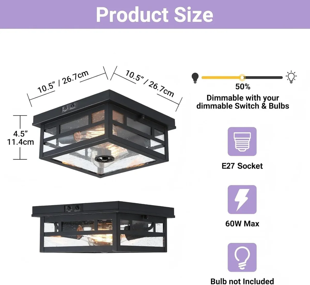 Outdoor Flush Mount Motion Sensor Ceiling Light - - Image 3