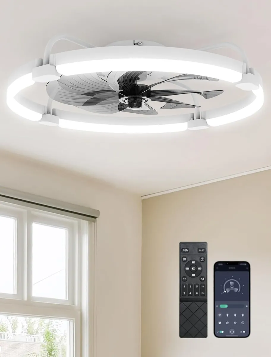 Ceiling Fans with Lights and Remote 60cm Flush - Image 1