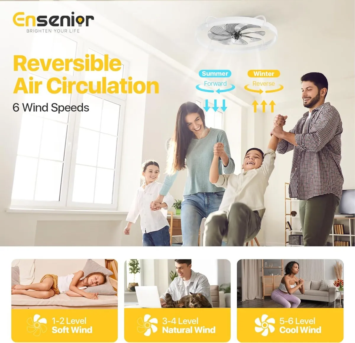 Ceiling Fans with Lights and Remote 60cm Flush - Image 4