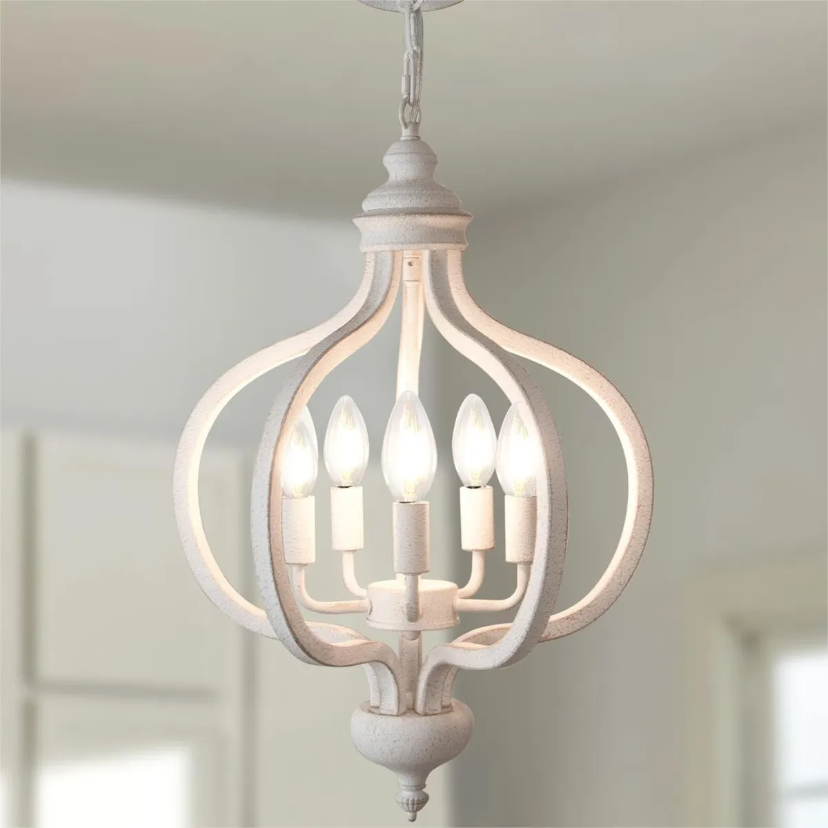 5Light Chandeliers Ceiling Light Distressed White - Image 1