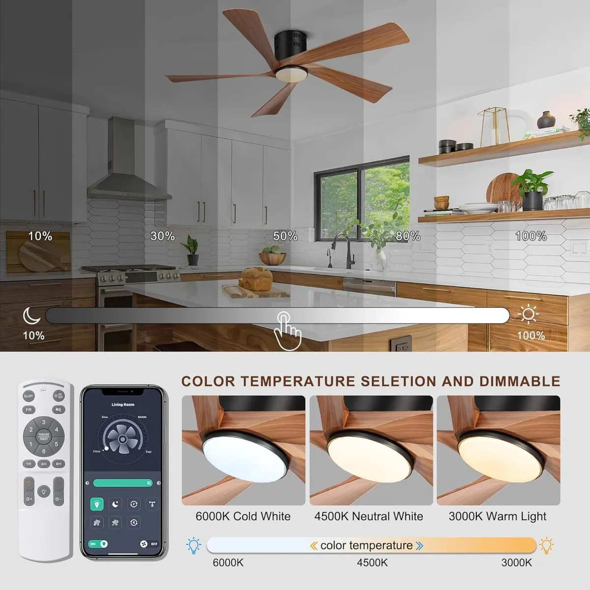 52 inch Ceiling Fans with Lights Remote APP - Image 4
