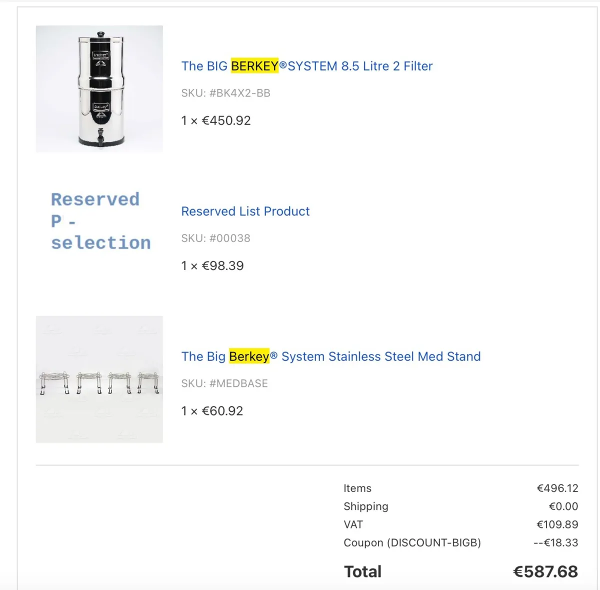 Berkey Water Filter 8.5L w/ stand and filters - Image 3