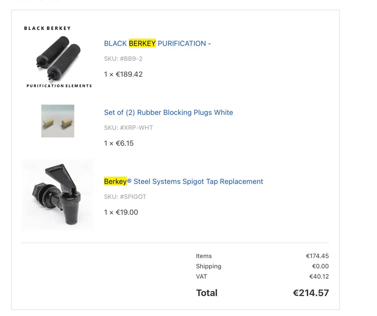 Berkey Water Filter 8.5L w/ stand and filters - Image 4