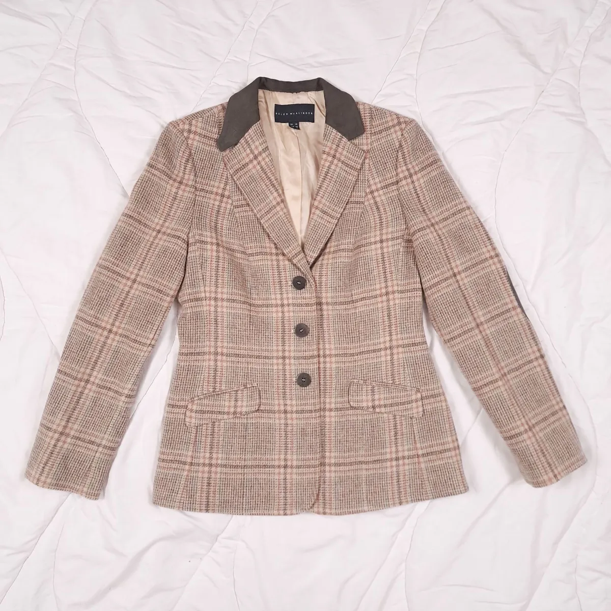 Helen McAlinden Brown Checked Wool Blazer 10UK - Image 1