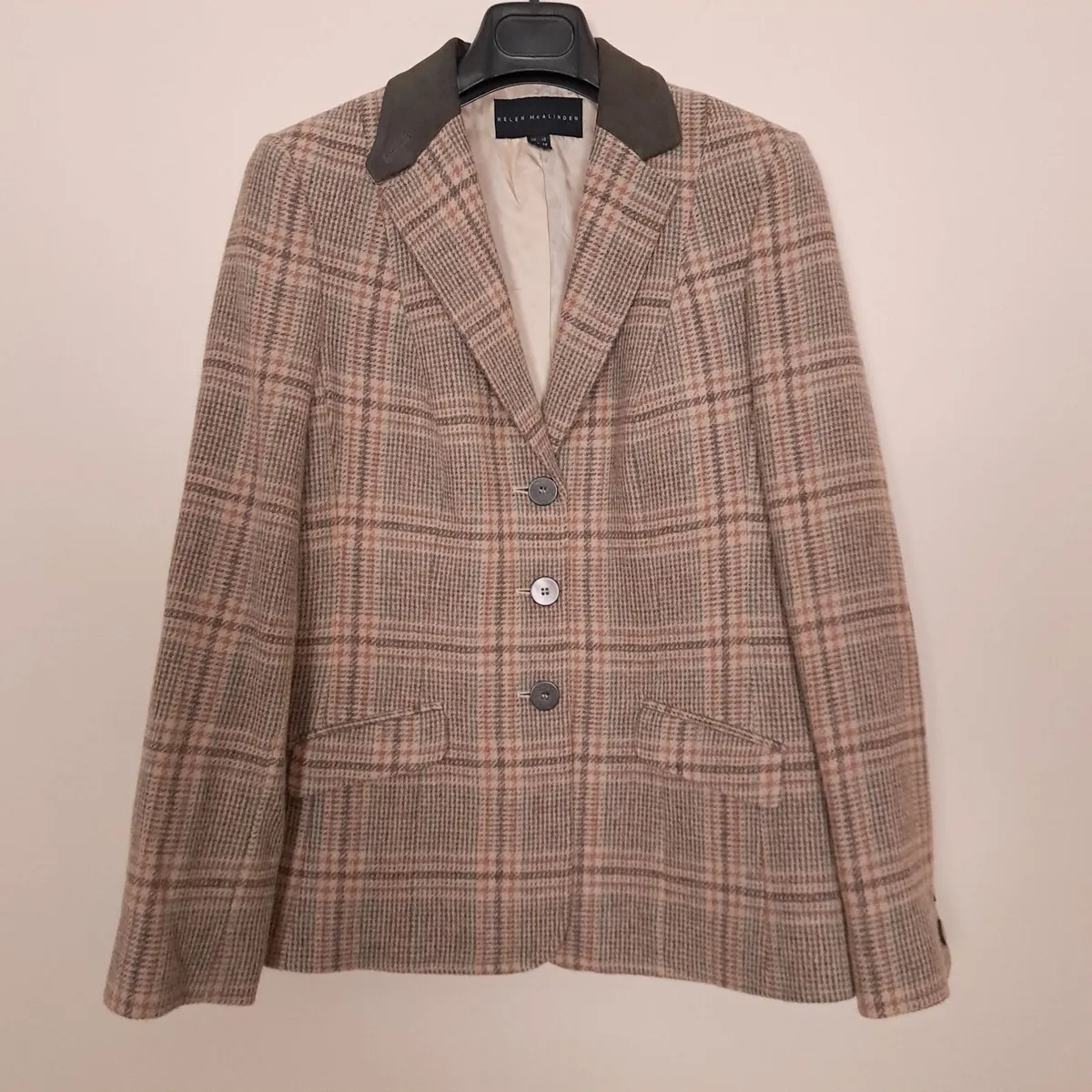 Helen McAlinden Brown Checked Wool Blazer 10UK - Image 4