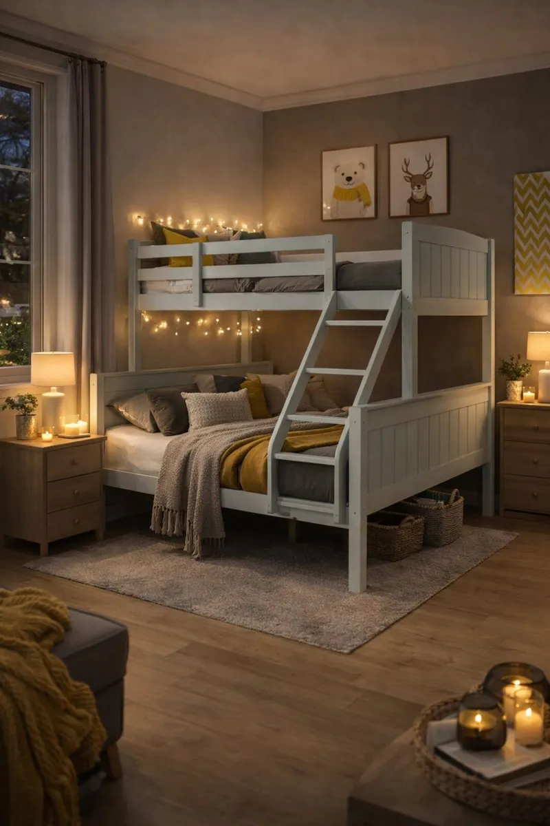 Double & Single Bunk Bed – Grey – Solid Wood - Image 2